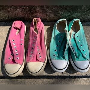 Size 3 - Converse Chuck Taylor All Star Teal - Dots Size 7 Pink Canvas Sneakers
